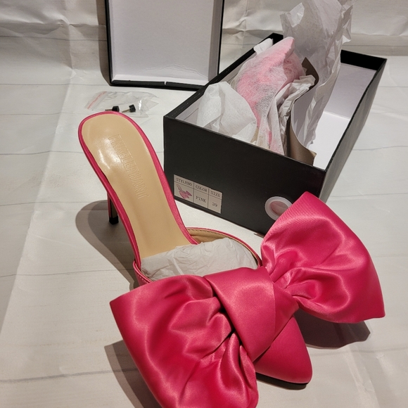 PNK Elephant | Shoes | Pnk Elephant Pink Bow Slip On Heels | Poshmark
